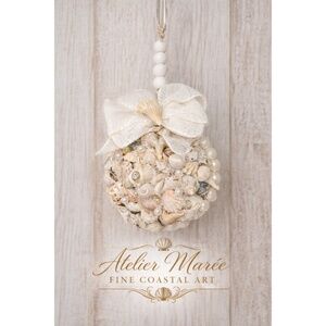 Handmade Shell & Pearl Coastal Ornament – Beach Christmas Decor – One of a Kind